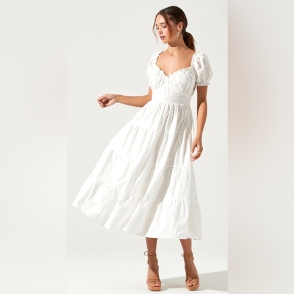 Astr Dresses & Skirts - ASTR The Label White Puff Sleeve Midi Dress | Coquette Milkmaid Cottagecore‎